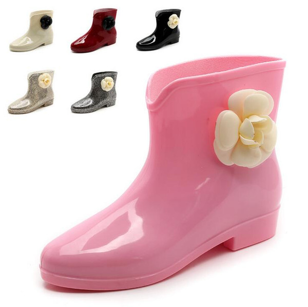 12 COLORS Sweet New Arrival Rain Boots Waterproof Flat With Shoes Woman Rain Shoes Water Rubber Ankle Boots Bowtie