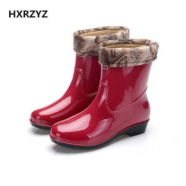 water shoes spring/autumn new fashion rain boots warm spring ladies and ankle rubber boots green and red women rain shoes