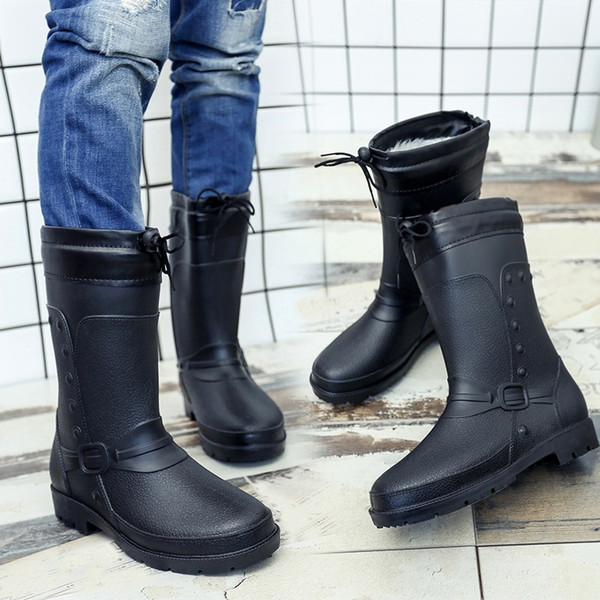 2018 new stley High quality men's rubber boots rain rubber shoes fashion adult overshoes waterproof shoes