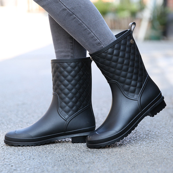 Winter Boots Brand Design Boots Rain Boot Shoes Woman Solid Rubber Waterproof Flats Fashion Shoes