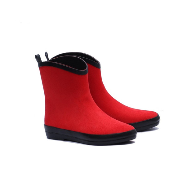 Women Cute New Fashion Non-Slip Solid Color Rainboots Waterproof Water Shoes Wellies Ankle Rain Boots Woman