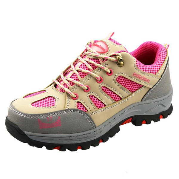 Women Steel Toe Casual Work Shoes Women Lace up Pink Outdoor Work Safety Boots For Woman Plus Size 34-40 Summer Safety Shoes