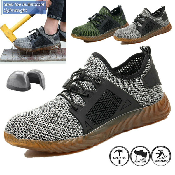 Women Men Safety Shoes Lightweight Work Shoes Steel Toe Boots Indestructible Mesh Sneakers Sport Outdoor Work Hiking Trail Breathable Shoes