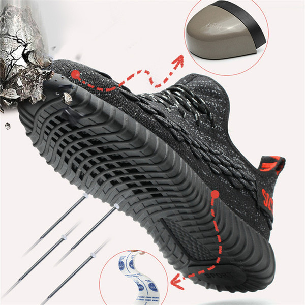 New Fashion Safety Shoes for Men Steel Top Shoes Anti-smash Anti-puncture Summer Breathable Deodorant Light Soft Work Shoes