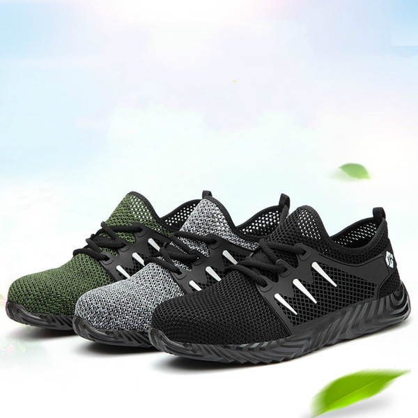 New Casual Shoes Men and Women Steel Toe Air Safety Boots Puncture-Proof Work Sneakers Lovers Breathable Casual Shoes EV Steel Head