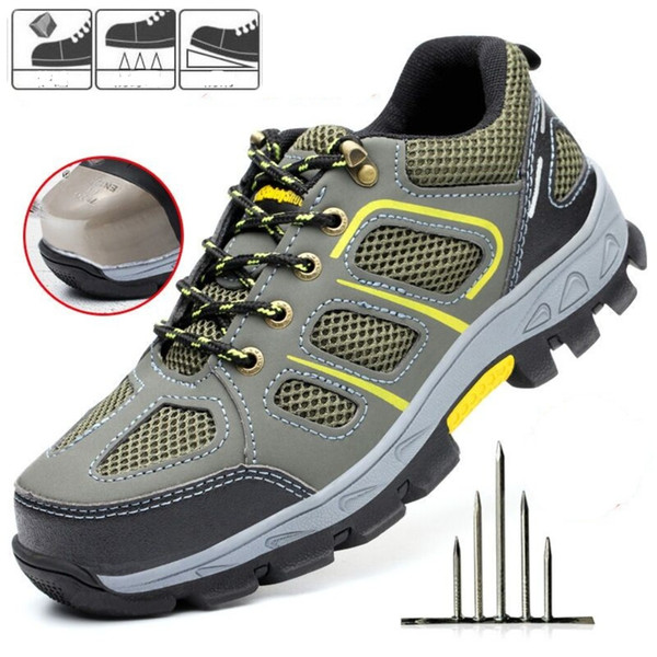 Mens Safety Shoe Steel Toe Cap Sport Outdoor Work Hiking Trail Breathable Shoes Protective Footwear Trainers boots