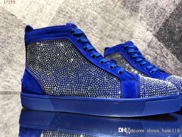 Diamond decoration Men boot European and american style blue and grey color Casual shoes With Dust Bag Size 38-44