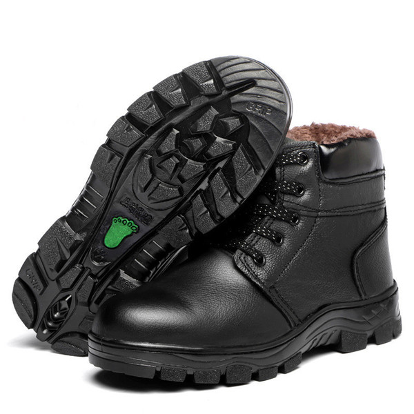 Hot Sale-Boots Men Winter Safety Shoes for Men Plus Velvet Warm Snow Boots Thickening Cold-proof Steel Toe Shoes Waterproof