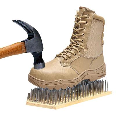 Genuine Leather Steel Toe Cap Desert Military Tactical Boots Men Wear Waterproof Non-slip Indestructible Work Safety Shoes Men
