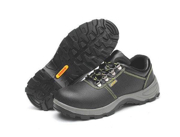 High-density PU solid bottom work shoes wear-resistant black high-top smash-proof work shoes anti-piercing safety protective shoes