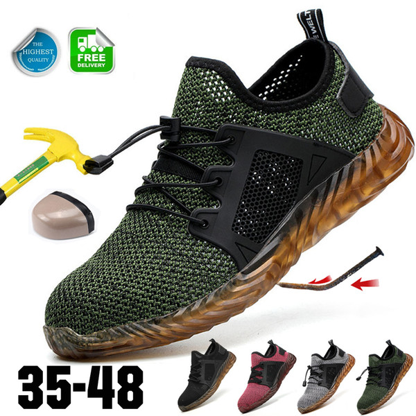 Safety Shoe Mens Steel Toe Cap Sport Outdoor Work Hiking Climbing Trail Breathable Shoes Protective Footwear Trainers Ankle BootDrop