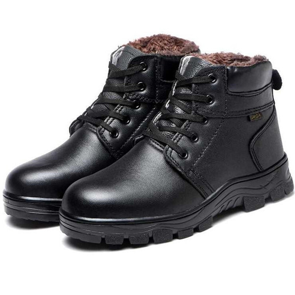 Hot Sale-Boots Men Winter Safety Shoes for Men Plus Velvet Warm Snow Boots Thickening Cold-proof Steel Toe Shoes Waterproof Work Boot