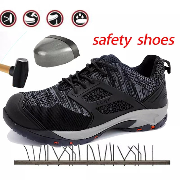 Air Mesh Men Hiking Boots Work Safety Shoes Steel Toe Cap Anti-Smashing Puncture Proof Durable Breathable Protective Footwear Big Size 47