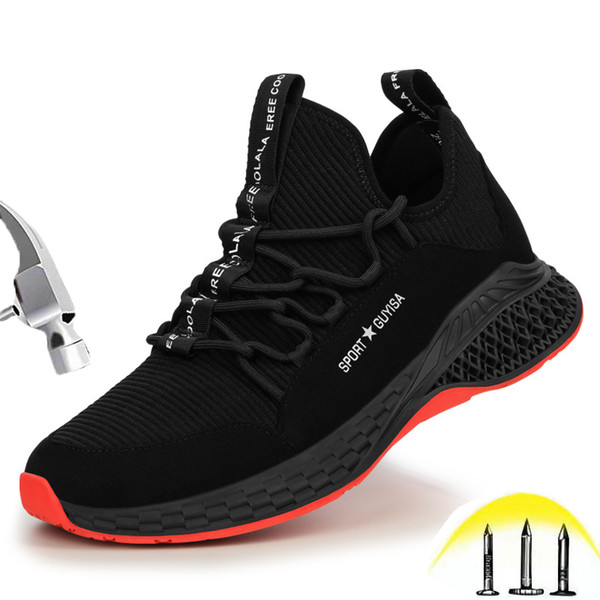 Safety Shoes 2019 Fashion Sneakers Ultra-light Soft Bottom Men Steel Toe Non-slip Comfortable Outdoor Construction Puncture Work Shoes