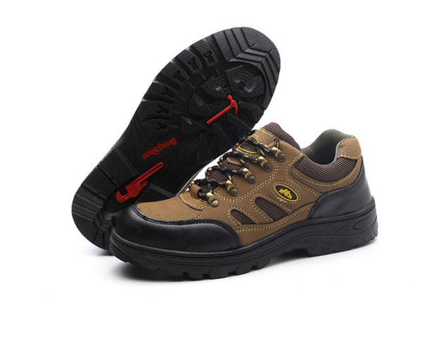 plus size men work shoes leather stab-resistant cap toe steel Construction indestructible Outdoor Breathable safety shoes