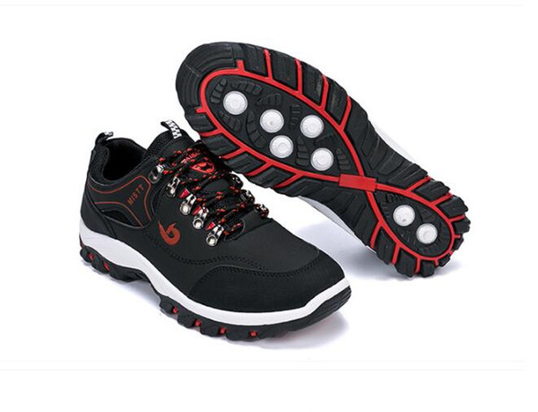 Hot Sale-and autumn breathable schoolboy is recreational shoe, non-slip safety shoes lace-up foot runs shoe, black travel shoe G1.55