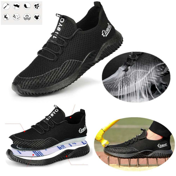 Mens Safety Shoes Womens Steel Toe Cap Sport Outdoor Work Hiking Trail Breathable Shoes Protective Footwear Trainers Combat Ankle Boots