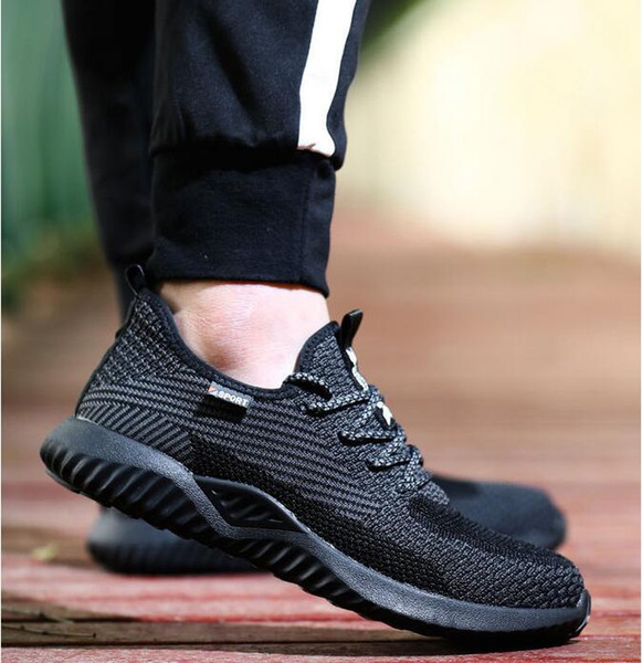 Mesh upper labor protection shoes fly woven breathable anti-smash Kevlar anti-stab rubber outsole non-slip cross-border dedicated work shoes