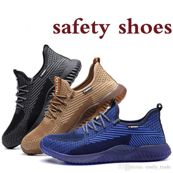 Safety Shoes Cap Steel Toe Safety Shoe Boots For autumn Man Work Shoes Men Breathable Mesh Footwear Wear-resistant Large size 36-48