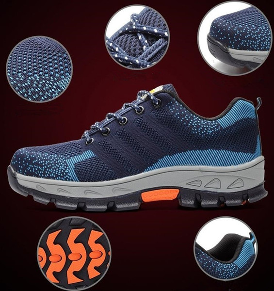 Hot Sale-Men & Women Work Shoes Safety Shoes Steel Toe Anti-Smashing Sneakers Mesh Breathable Protective Shoes 45 46