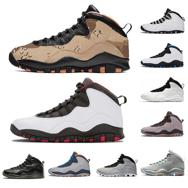 2019 Mens 10 Desert Camo Safety Shoes Man Desert Camo 10s X Basketball Shoes Rattan Black-Dusted Clay Shoes US Size 7- 13