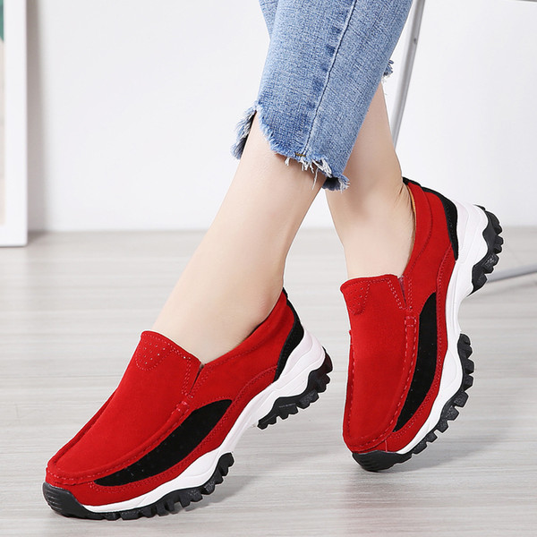 High Quality Female All Seasons Safety Shoes Red Black Blue Travel Footwear Steel Toe Antiskid Sole Suede Upper Womens Outdoor Shoes