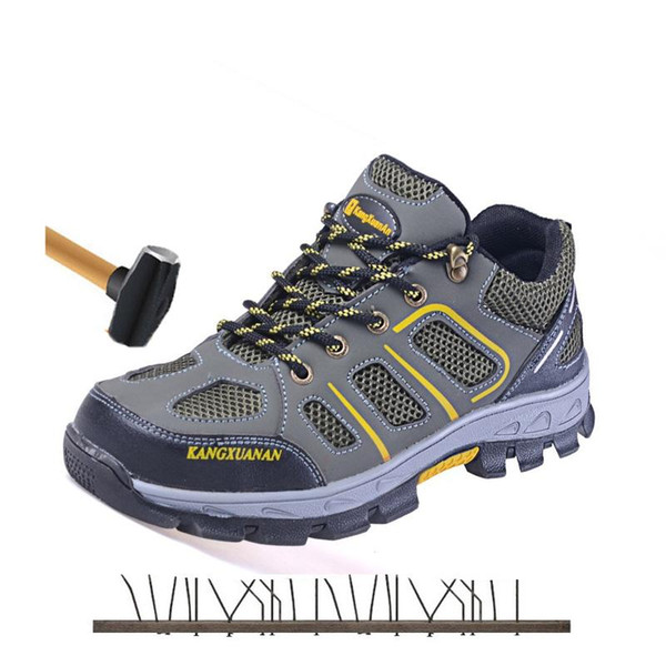 2018 Plus Size Men's Outdoor Breathable Mesh Steel Toe Cap Work Safety Shoes Boots Men Anti-slip Puncture Proof Protetive Shoes