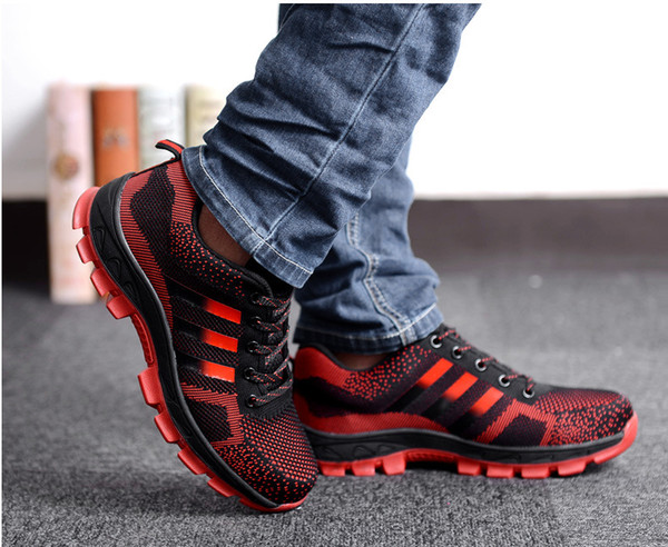 Men's Fashion Safety Shoes Steel Toe Breathable Work Boots Hiking Climbing Shoes