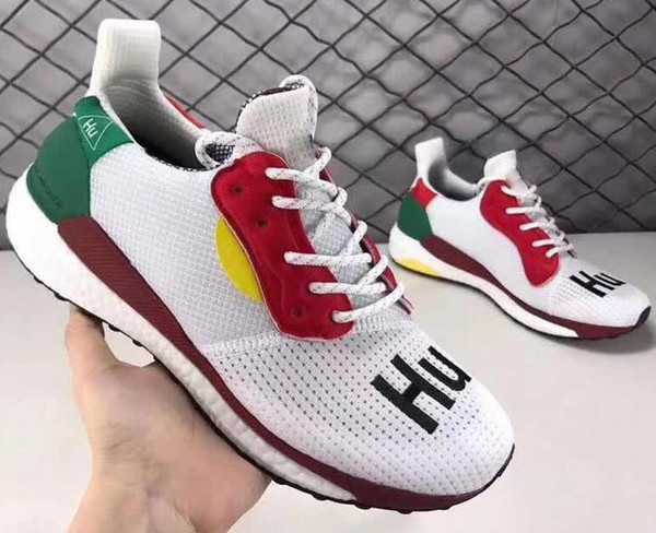 2019 Human Race Shoes Pharrell Williams Running Shoes Hu trail NERD Afro For Men Womens White Canvas Black Nerd