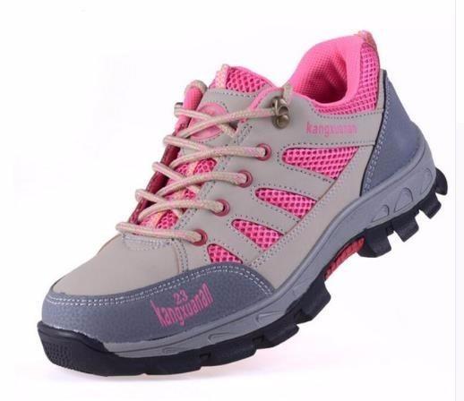 Female Industry ANti-skip steel toe caps work safety shoes woman outdoors site tool bota protect footwear size 34--45