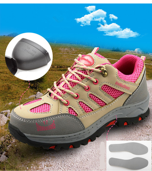 Plus Size 34-40 Summer Safety Shoes Women Steel Toe Casual Work Shoes Women Lace up Pink Outdoor Work Safety Boots For Woman