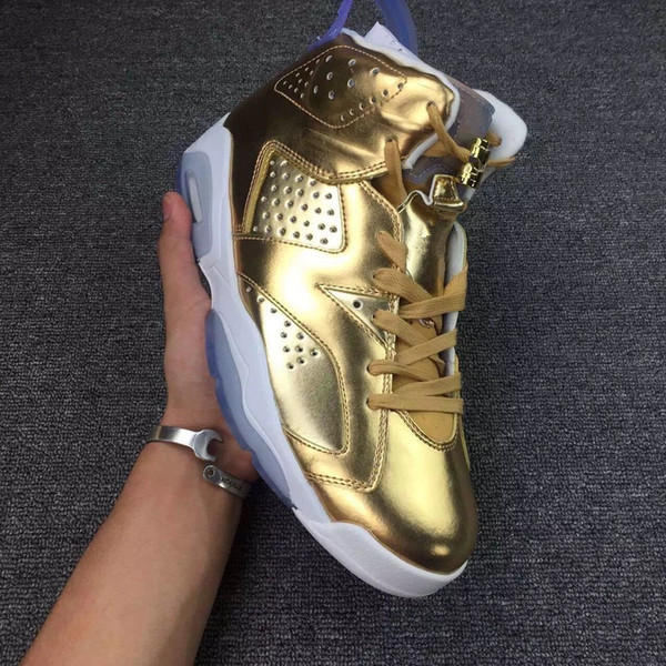 new 6 VI Pinnacle Metallic Gold Spike Men Womens Basketball Shoes AAA High Quality 5.5 11 Wholesale Free Shipping