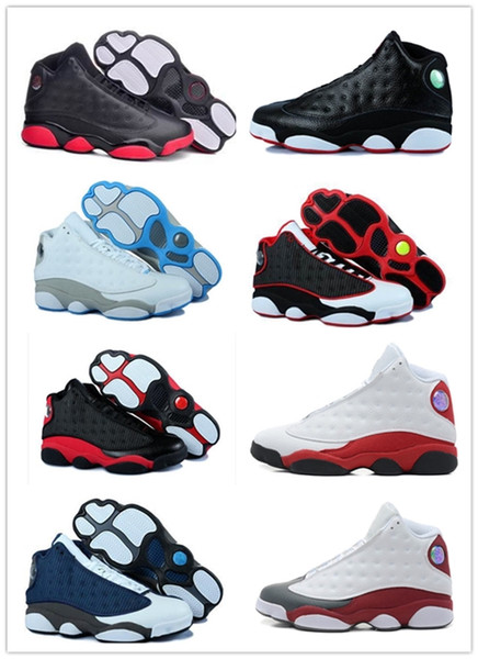 Cheap 2018 shoes 13 XIII 13s Men Basketball Shoes Women Bred Black Brown hologram flints Grey High quality Sports Sneakers Size5.5-13