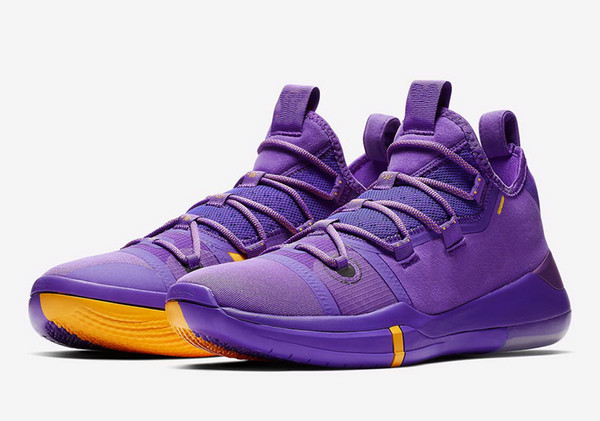 Hot Kobe AD Lakers purple gold shoes for sales free shipping 2019 Online sports basketball shoes store With Box US7-US12