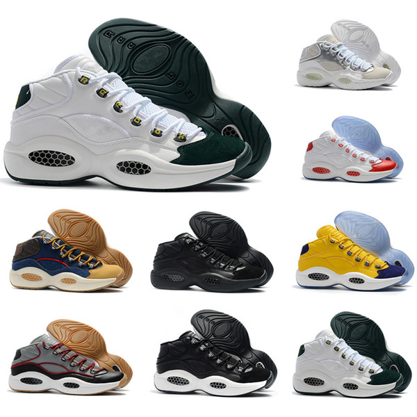 2018 Classic Allen Iverson 1 Olive Green Yellow Red Basketball Shoes for Top quality Mens Trainers Answer One AI Sports Sneakers Size 40-46