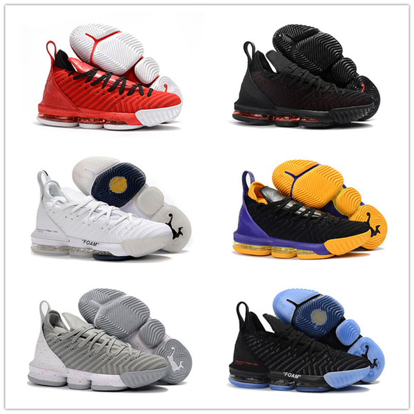 2018 New Kid Women Mens 16 XVI Black White x Foam Purple Yellow Basketball Shoes High quality Youth Trainers 16s Sports Sneakers Size36-40