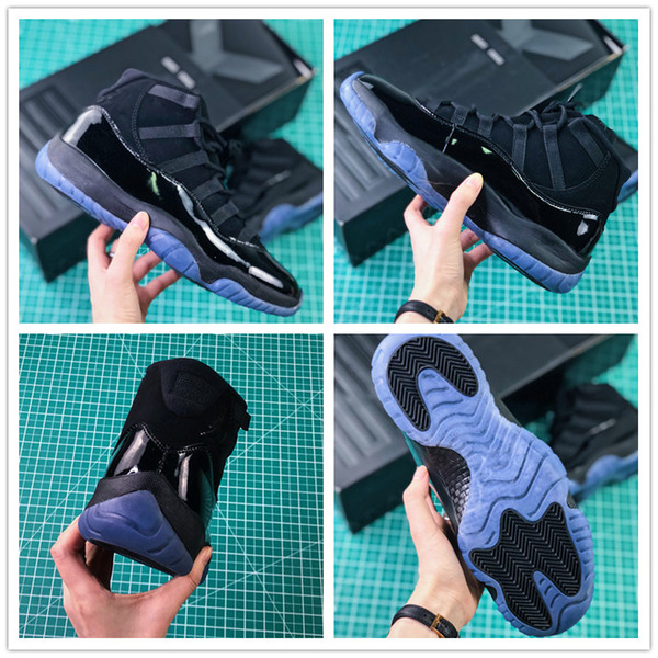 New Real Carbon Fiber Jumpman 11 XI Blackout Black Gamma Blue Space Jam Basketball Shoes Best quality Cheap 11s Men's Sneakers 7-13