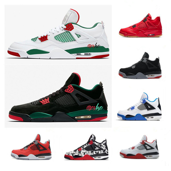 2019 Jumpman 4 NRG Black White Pizzeria Pale Citron Tattoo Singles Day Cement Bred Fire Red Basketball Shoes 4s Mens Sports Sneakers US8-13