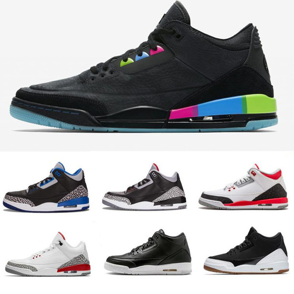 2018 New Arrival Jumpman 3 Black 7 Multicolor Rainbow Sports Basketball Shoes Cheap High quality Mens Trainers 3s Designer Sneakers US 8-13