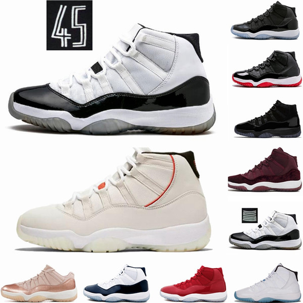 Concord High 45 11 XI 11s Cap and Gown PRM Heiress Gym Red Chicago Platinum Tint Space Jams Men Basketball Shoes sports Sneakers