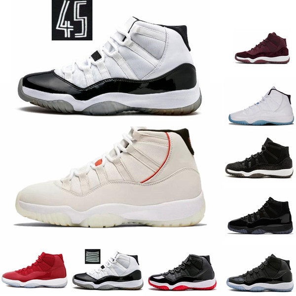 11 11s Mens Basketball Shoes Concord 45 Platinum Tint Space Jam Gym Red Win Like 96 XI Designer Sneakers Men Sport Shoes