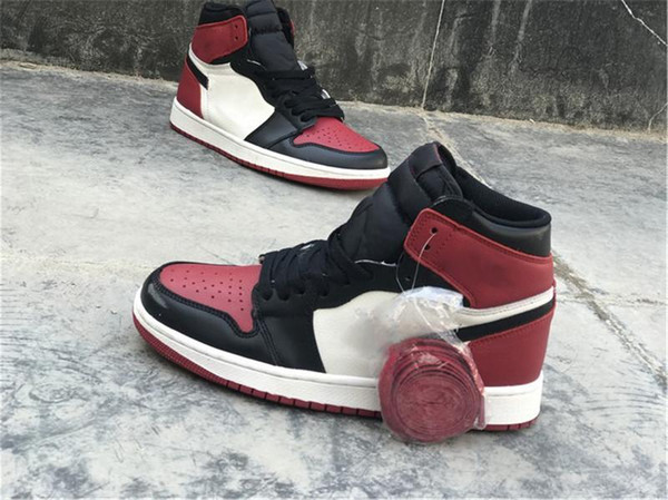 2018 High Quality 1 High OG Bred Toe black red Men Basketball Shoes Sports Sneakers TRAINERS Wholesale Size 8-13