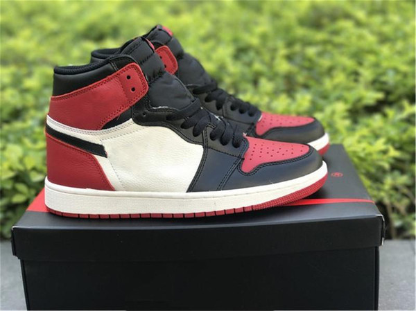 1 High OG Bred Toe black red Men Basketball Shoes Sports Sneakers top quality Wholesale box Size 8-13