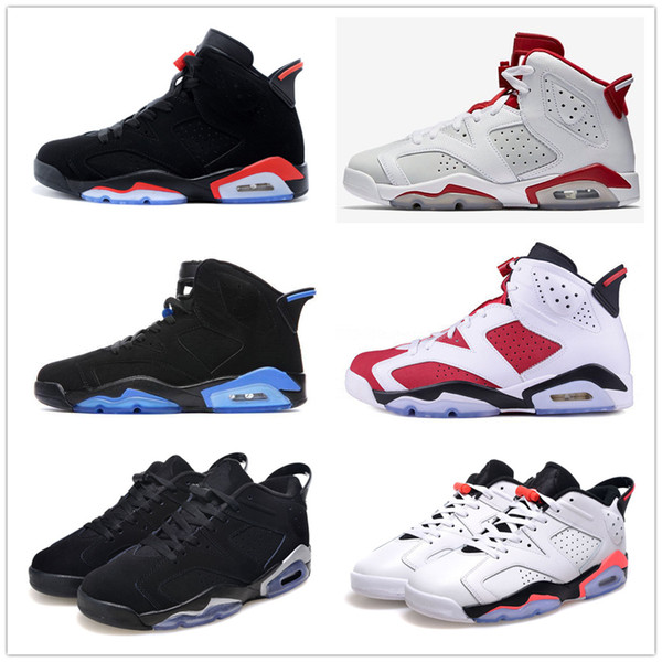 6 carmine basketball shoes Classic 6s UNC black blue white infrared low chrome women men sport blue red oreo alternate Oreo black cat