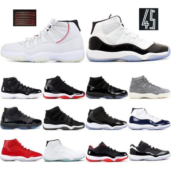 11 Mens 11s Basketball Shoes New Concord 45 Platinum Tint Space Jam Gym Red Win Like 96 XI Designer Sneakers Men Sport Shoes