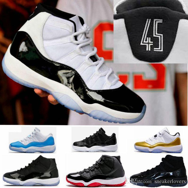 With Box 11 Space Jam Bred+ Number 45 new Concord Basketball Shoes Men Women shoes 11s red Navy Gamma Blue 72-10 Sneakers