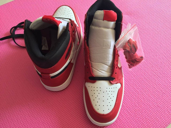 With Box 1 Chicago High OG RED WHITE men basketball shoes 1s I sports sneakers trainers high quality 5-12 Wholesale size 36-46