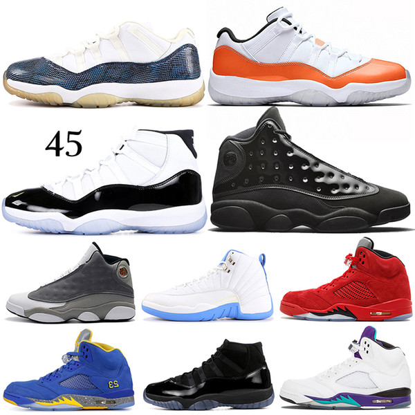 New 5 5s Grape Laney Basketball Shoes Bulls 12s Sneakerin Concord 11s Cap and Gown 13s Atmosphere Grey Mens Sport Sneakers 7-13