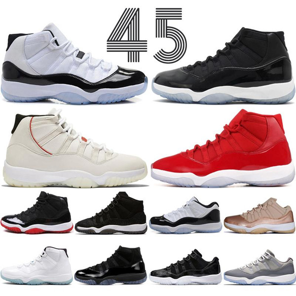 New Arrival A11 Mens Basketball Shoes New Concord 45 Platinum Tint Space Jam Gym Red Win 96 XI Designer Sneakers Men's Sport Shoes