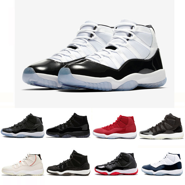 Newest 11XI 11s Concord 45 Mens Basketball Shoes Platinum Tint Cap and Gown Gym Red women men Bred Space Jam Sports Sneakers 36-47